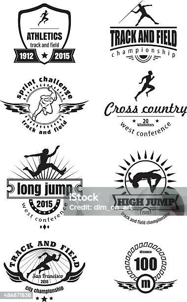 Tracking Emblems Athletic Emblems Stock Illustration - Download Image Now - Track And ...