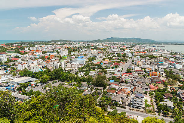 istock Cityscape with blue sea and blue sky 486872302