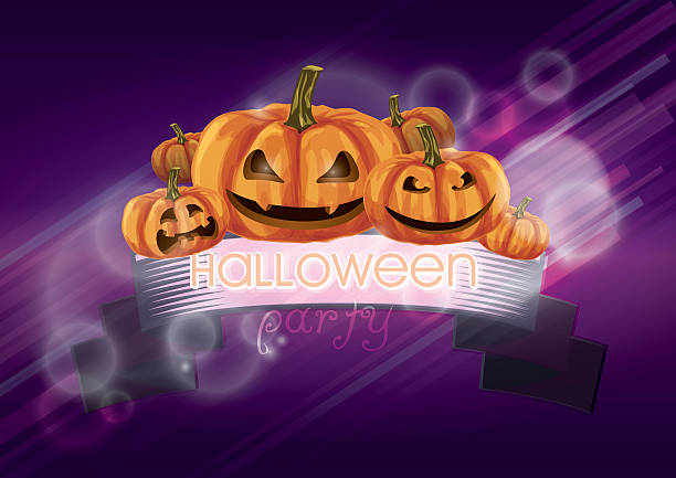 istock halloween party poster with pumpkin and ribbon 486872408