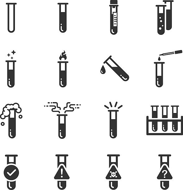 illustrazioni stock, clip art, cartoni animati e icone di tendenza di test tube icone - chemistry laboratory test tube science and technology