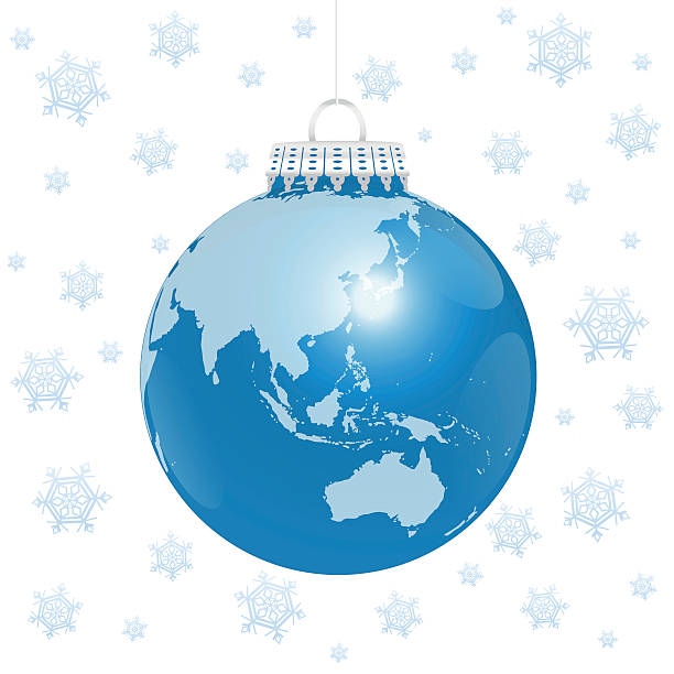 クリスマスボールアジアオーストラリア世界の雪 - christmas australia asia globe点のイラスト素材／クリップアート素材／マンガ素材／アイコン素材