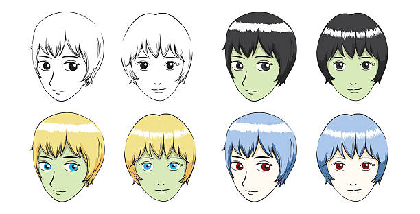 istock Manga Short Hair Girl Stroke Vector Illustration 486876186