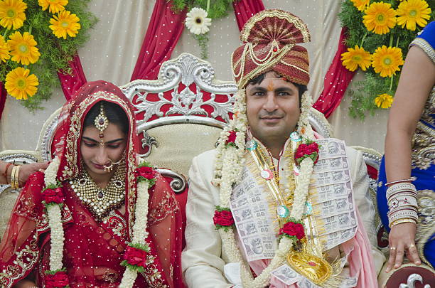 istock Happy Indian couple at their wedding. 486876534