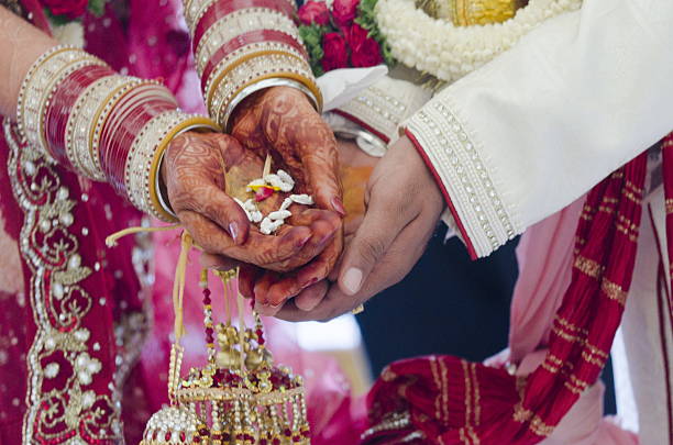 istock Happy Indian couple at their wedding. 486879530