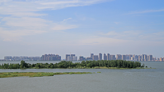 view of chinese city Jiujiang, province Jiangxi, China 
