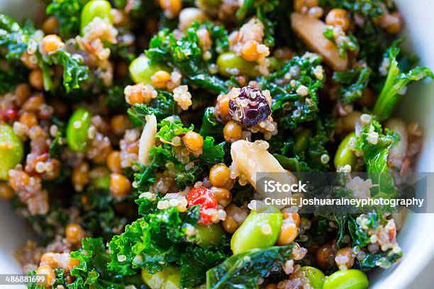 Paleo Diet Quinoa Kale Salad Stock Photo - Download Image Now - Antioxidant, Bean, Bowl