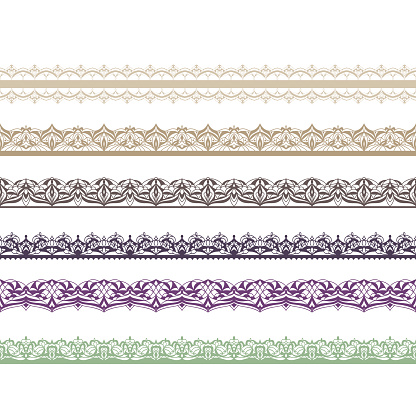 Border decoration elements patterns. Vector illustrations. Could be used as divider, frame.