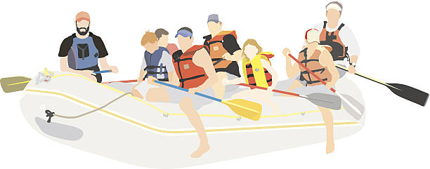 강 래프팅 - rafting silhouette river clip art stock illustrations