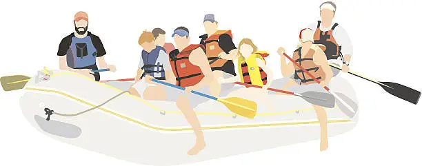 Vector illustration of River rafting