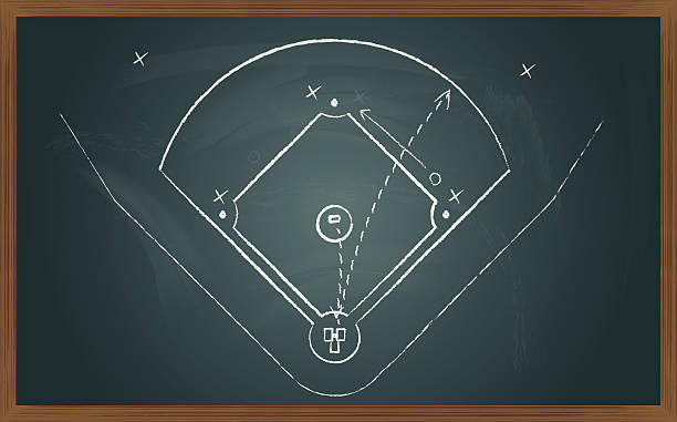 baseball tactic on board vector image of a baseball tactic on board blackboard visual aid stock illustrations