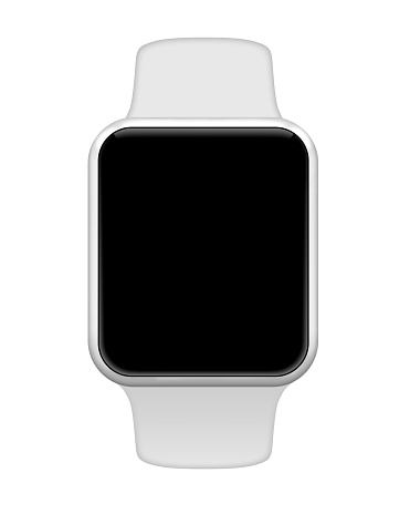 Smart watch with blank display on white background.