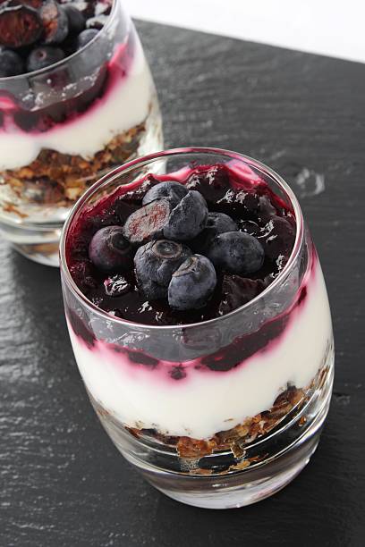 istock Yoghurt Parfait with granola blueberries coulis 486883969