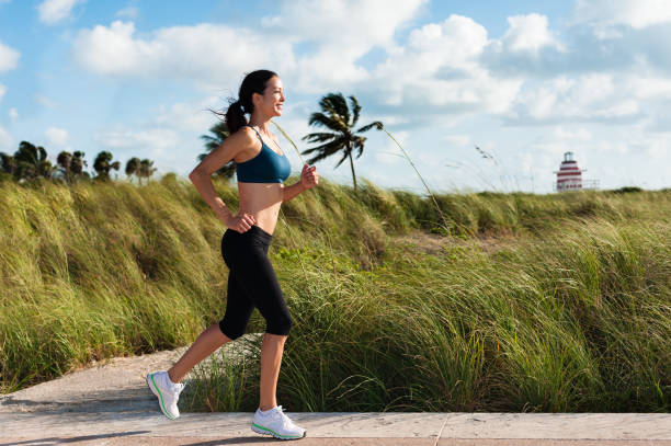 Young Woman jogger in South Beach