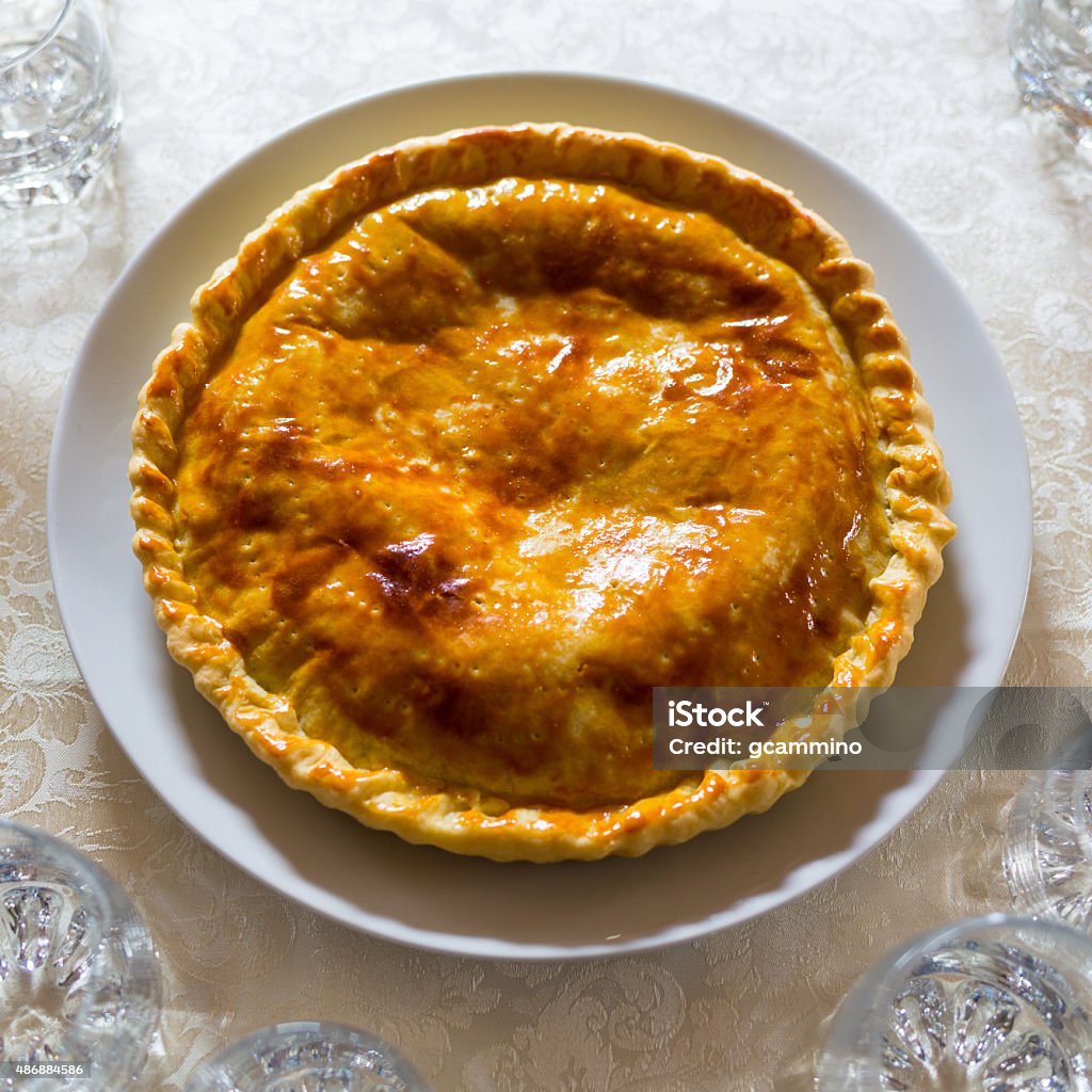 Rustic pie A view of a round rustic pie 2015 Stock Photo