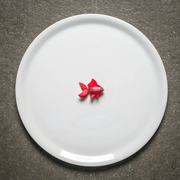 istock Plastic diet: still life of toys on dish 486889754