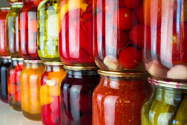 istock Preserved vegetables and food ingredients set in a row 486890826