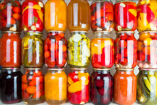 istock Preserved vegetables and food ingredients set in a row 486890936