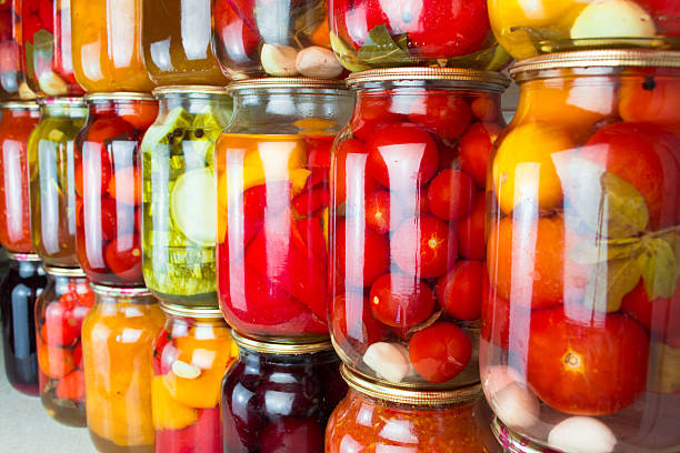 istock Preserved vegetables and food ingredients set in a row 486891042