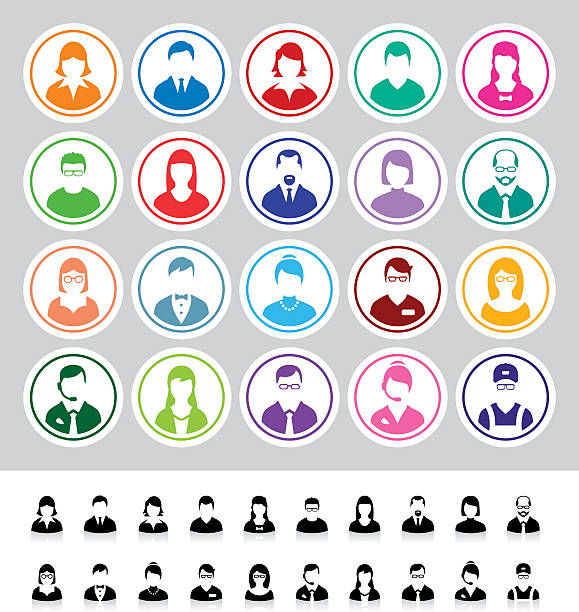 Set of flat business avatar icons vector art illustration