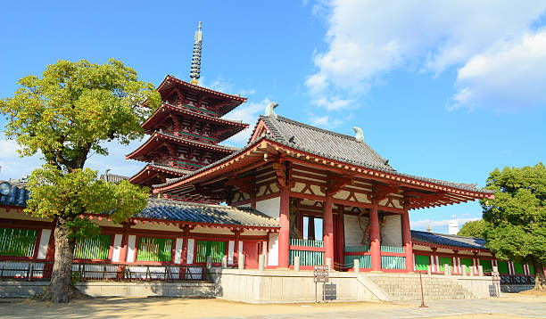 Shitennoji Temple in Osaka, Japan Osaka, Japan - October 28, 2014: View of Shitennoji Temple in Osaka, Japan. Constructed in 593, the temple is the first Buddhist and oldest officially administered temple in Japan. shitenno ji stock pictures, royalty-free photos & images