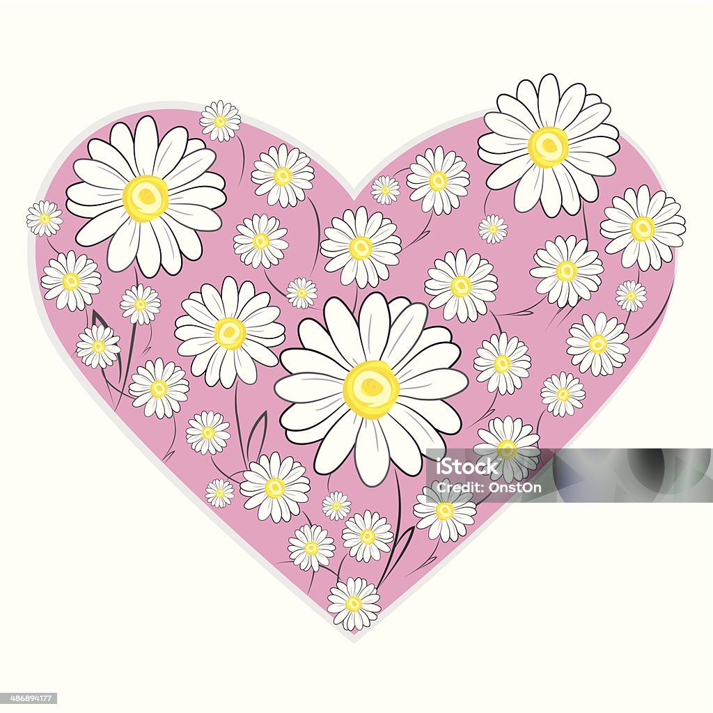 Daisy Heart Hand drawn vector illustration of a daisy heart. Blossom stock vector