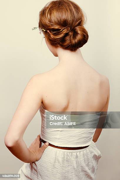 Redhead Bride With Romantic Bun Stock Photo - Download Image Now - Women, Rear View, Redhead