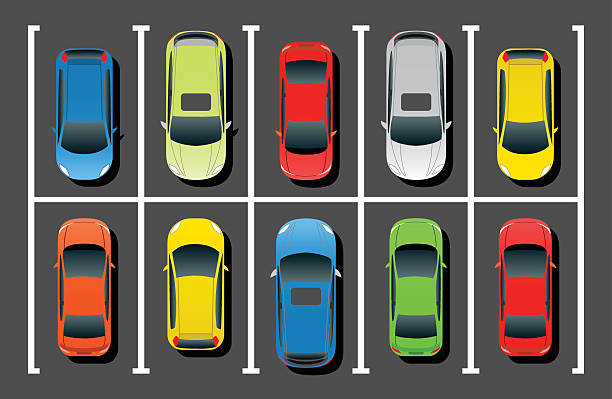 zatłoczony parking - powyżej stock illustrations