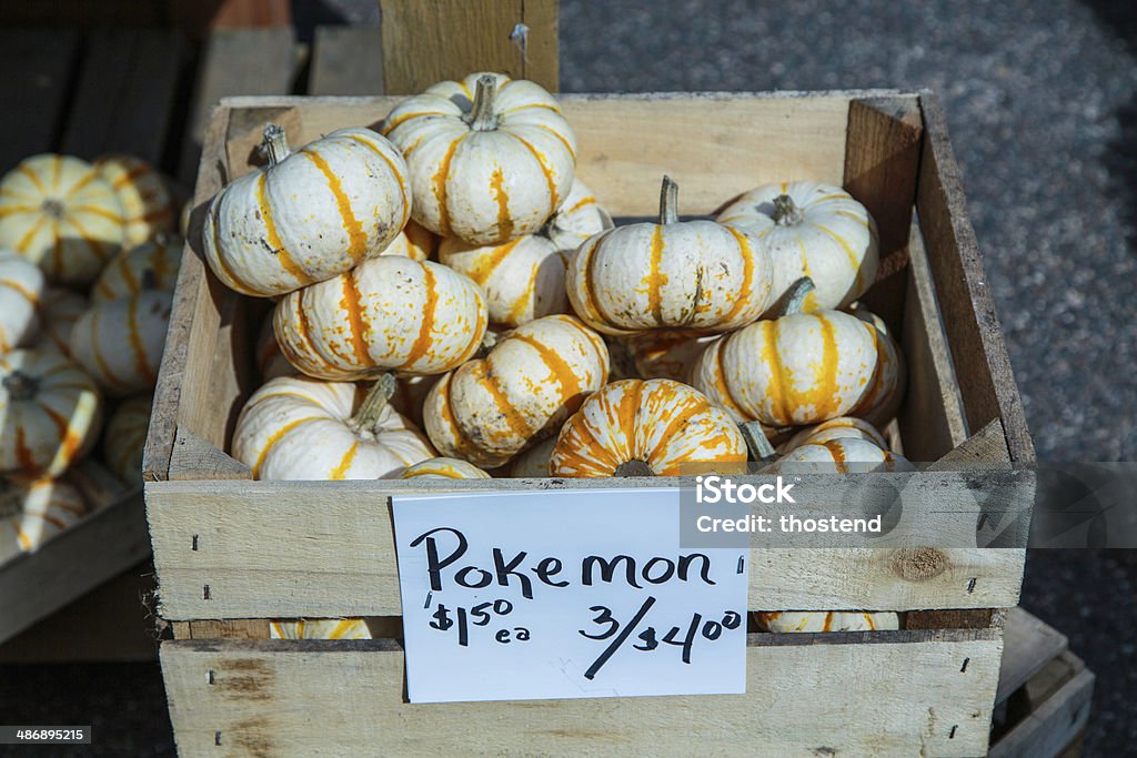 Pokemon Squash for Sale at Farmers Market Fall produce for sale at a farm stand in Wayzata, Minnesota Autumn Stock Photo
