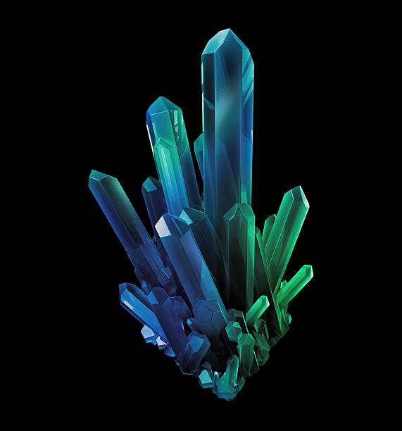 istock blue green crystals, geological shapes, 3d object isolated on bl 486895864