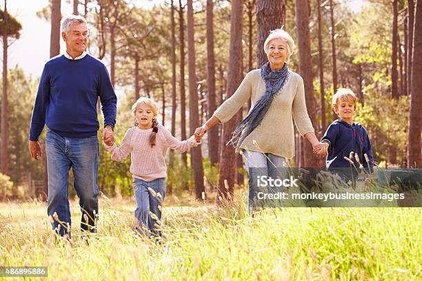 Grandparents And Grandchildren Walking In The Countryside Stock Photo - Download Image Now