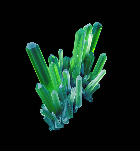 istock 3d emerald green crystal, abstract faceted gem, rough nugget, di 486896074