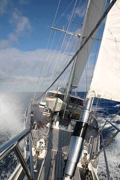 Sailing Yacht at Sea stock photo