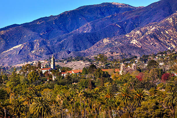 istock Mission Santa Barbara Mountains Palm Trees California 486897031