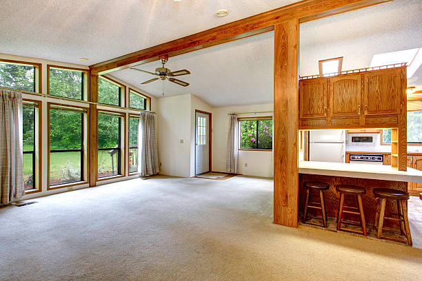 istock Empty living room in farm house 486897499