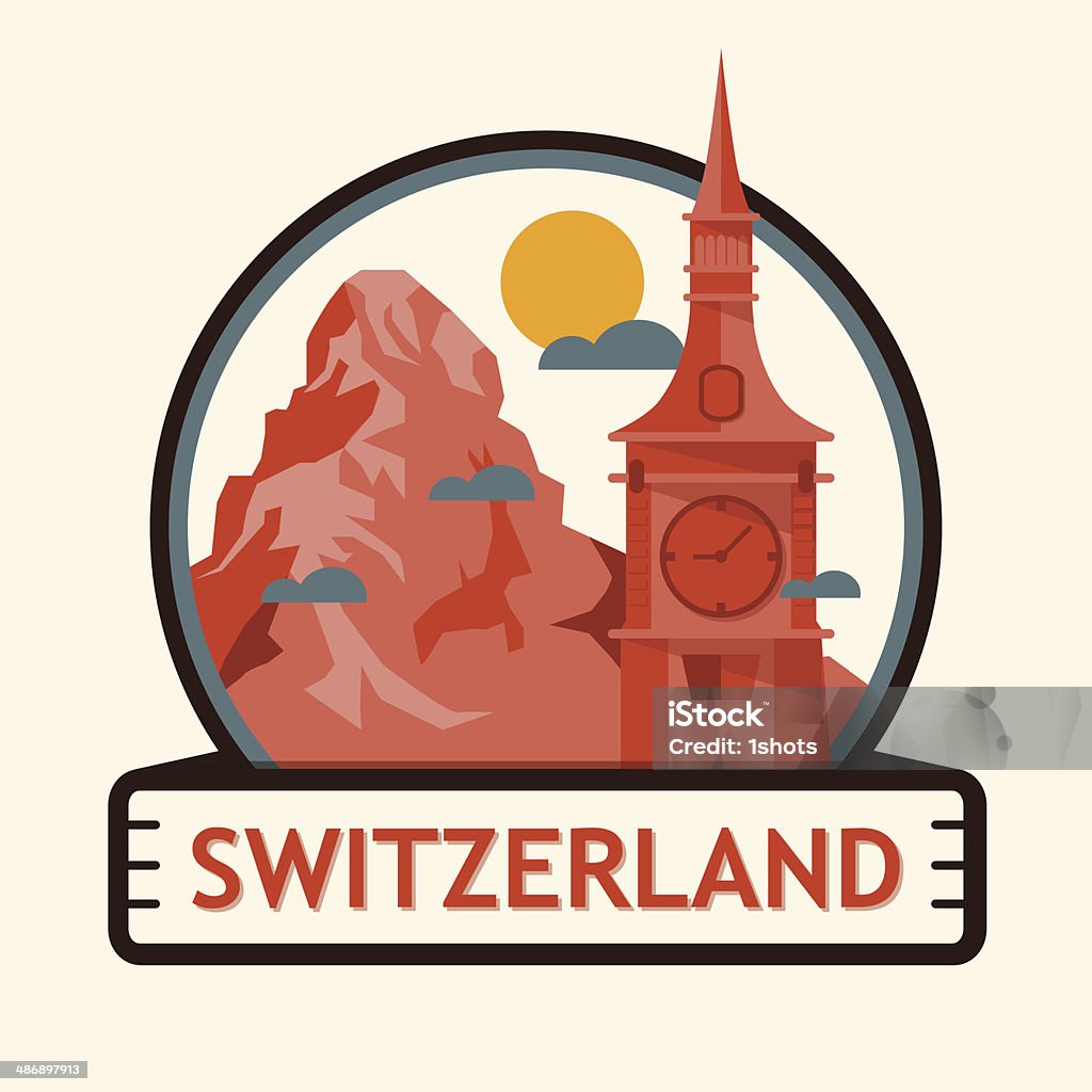 badge villes de Suisse - clipart vectoriel de Alpes suisses libre de droits