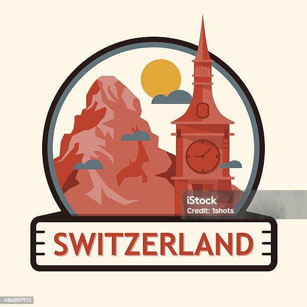 Suíça Cidades Emblema - Arte vetorial de stock e mais imagens de Alpes suíços - Alpes suíços, Arte, Arte e Artesanato - Arte visual