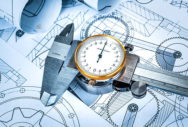 istock Ball bearings and Metal vernier caliper 486898268