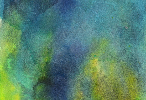 istock Mottled green and blue textured background on paper 486898658