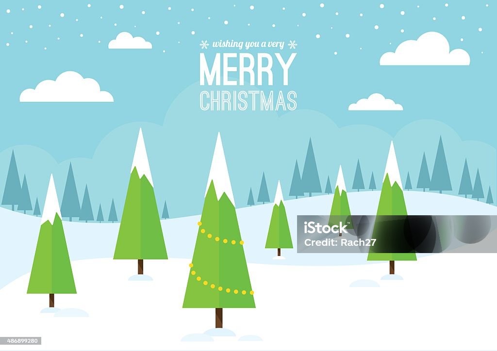 Winter Scene with Christmas Trees. A snowy winter landscape with Christmas trees.. Snow stock vector