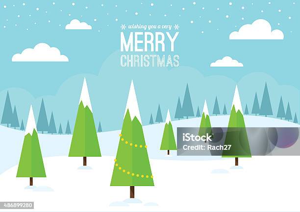 Winter Scene With Christmas Trees Stock Illustration - Download Image Now - Snow, Tree, Non-Urban Scene