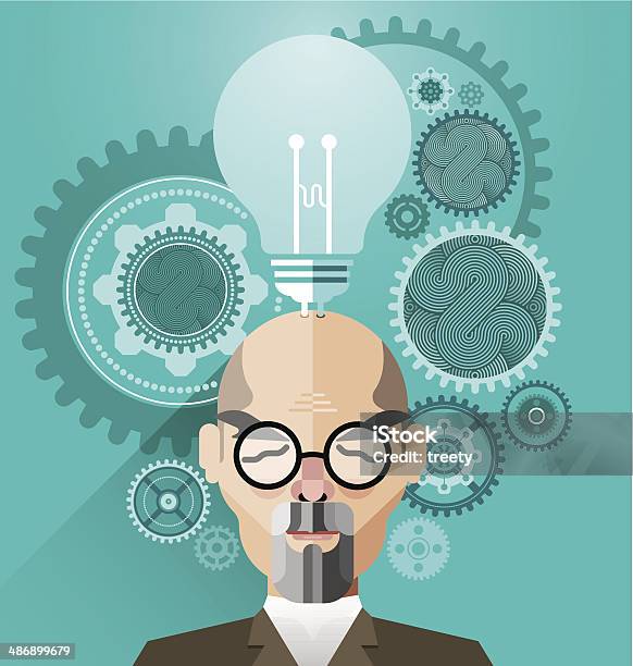 Head With Creative Brain Idea Concept Vector Stock Illustration - Download Image Now - Adult, Bright, Business