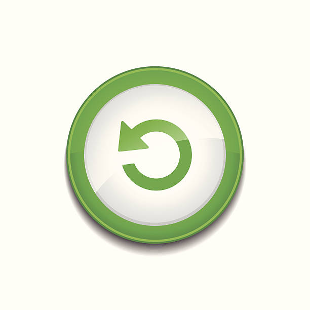 Reset Sign Circular Green Vector Button Icon Reset Sign Circular Green Vector Web Button Icon refresh button on keyboard stock illustrations
