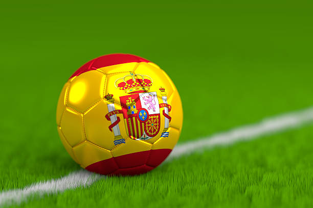 istock soccer ball with spanish flag 486900787