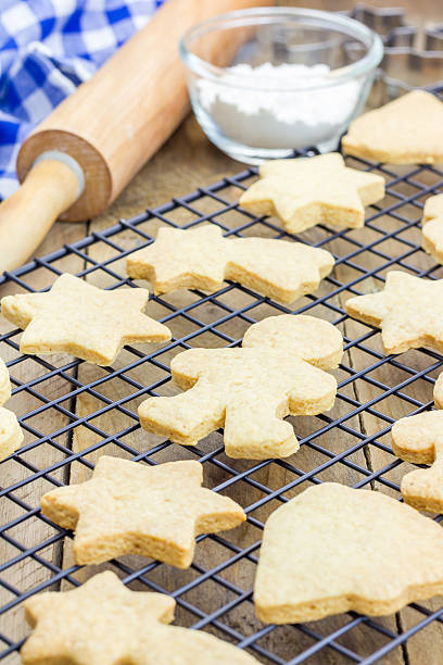istock Fresh baked homemade shortbread cookies on a cooling rack 486901334