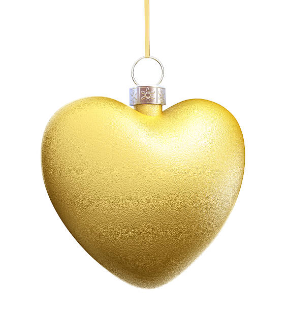 Gold Heart Christmas decorations stock photo