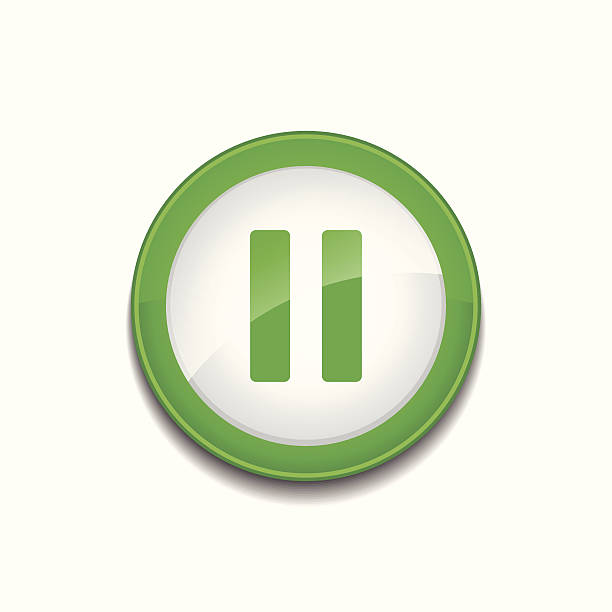znak pausr okrągły zielony przycisk ikona wektor - pause button stock illustrations