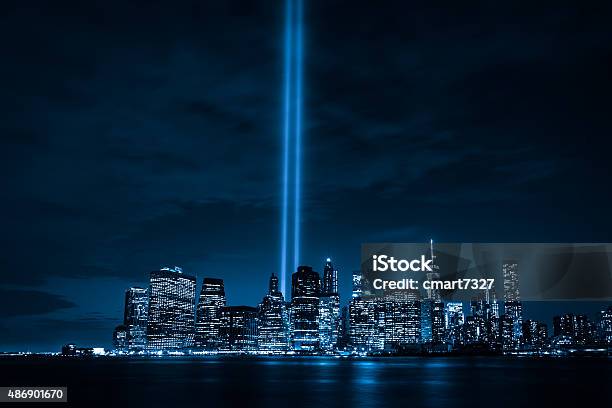 Tribute In Light Stock Photo - Download Image Now - September 11 2001 Attacks, 911 Remembrance, Emergency Services Occupation