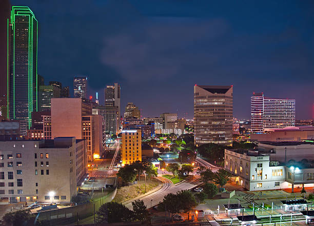 istock Downtown Dallas from above at night 486902220