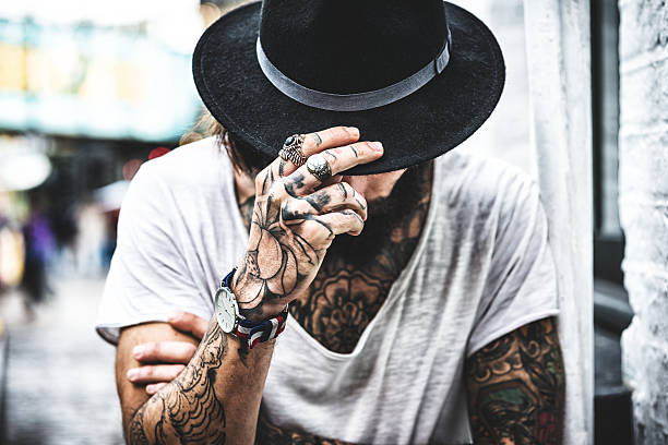 istock Hipster portrait with tattoo 486902468