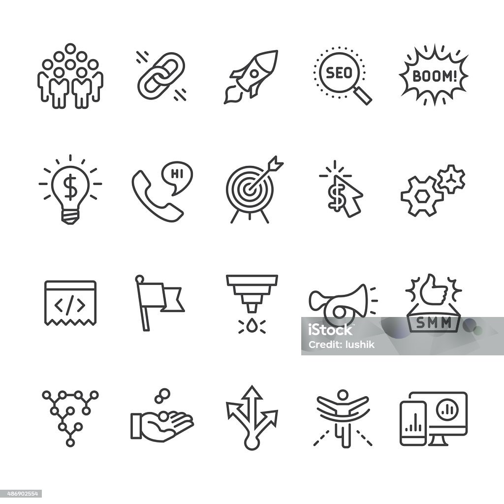 Social media marketing and SEO Business vector icons Social media marketing and SEO Business related vector icon set. Icon Symbol stock vector